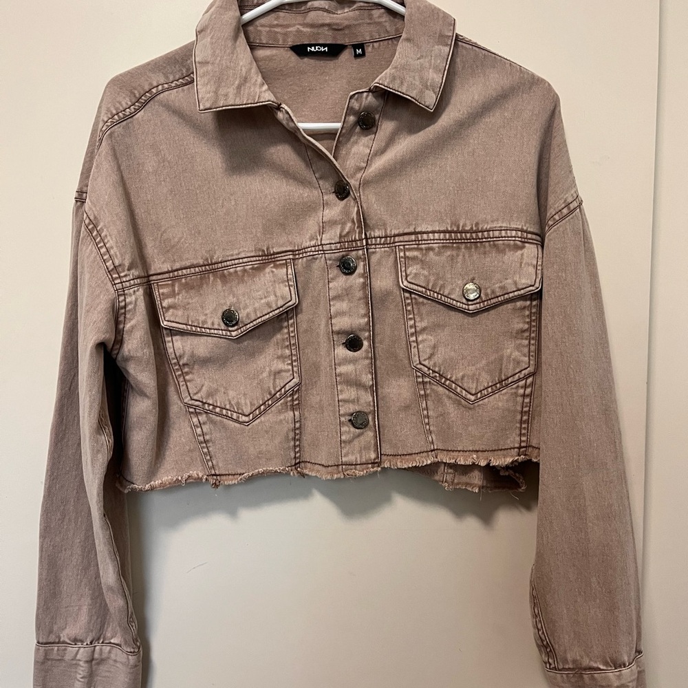 ALOHAS Women's Tan Cropped Jean Jacket